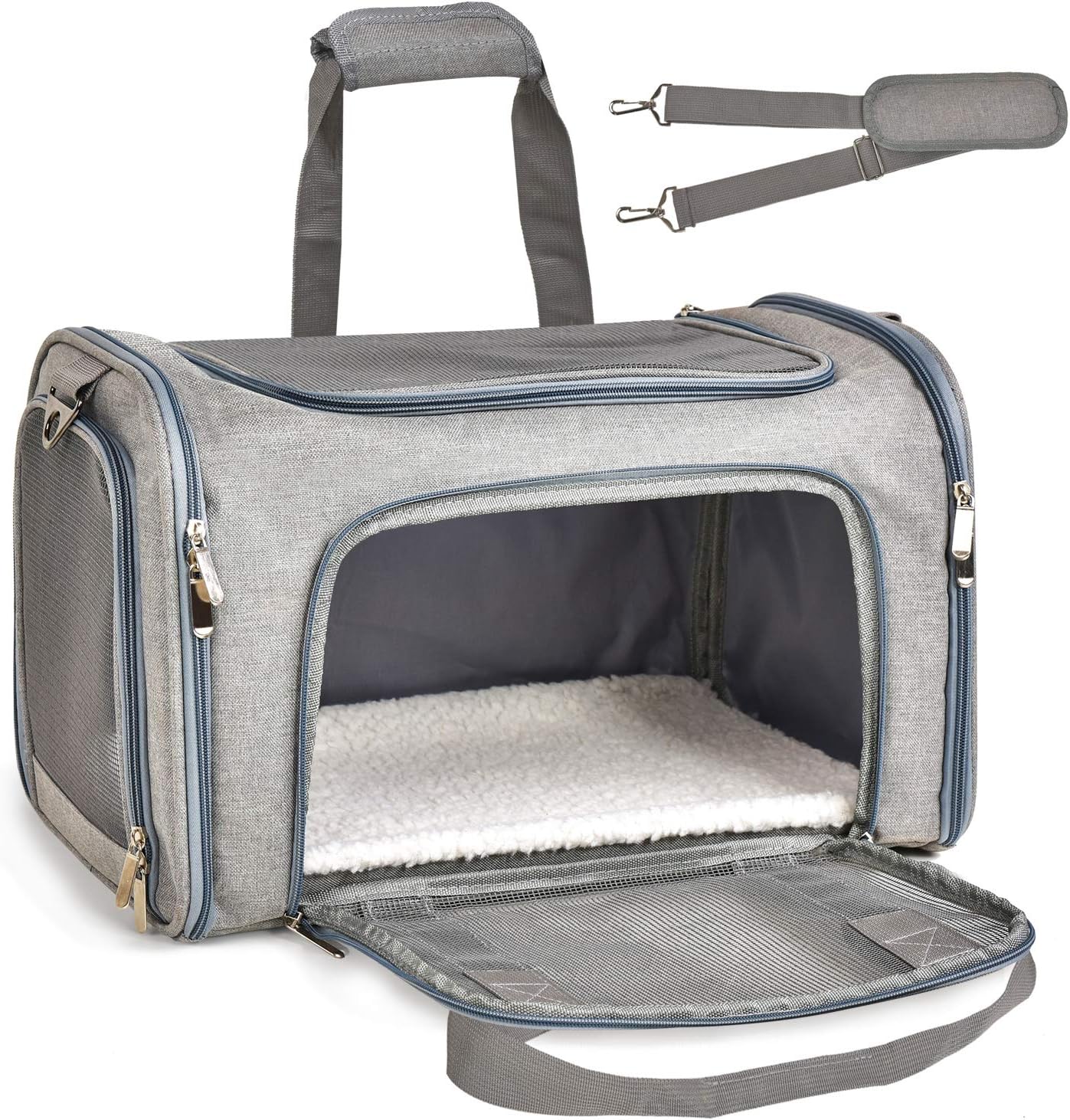Cat Carriers Dog Carrier Pet Carrier for Small Medium Cats Dogs Puppies up to 15 Lbs, TSA Airline Approved Small Dog Carrier Soft Sided, Collapsible Waterproof Travel Puppy Carrier - Grey