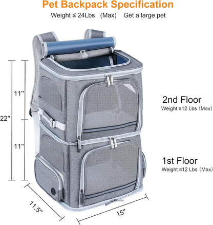 Double Cat Carrier for 2 Medium Cats,Dogs Backpack ,Double Compartment