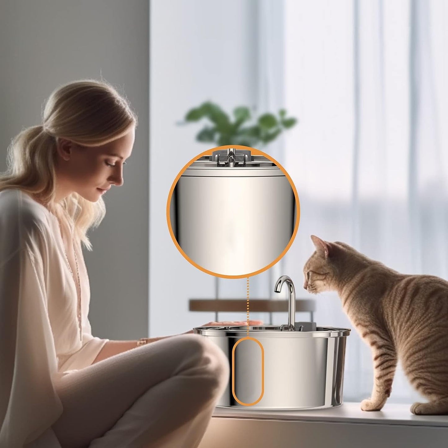 Cat Water Fountain Stainless Steel, 108Oz/3.2L Automatic Cat Fountain, Dog Water Dispenser, Super Silen, Multi-Filtration. Dishwasher Safe for Cats, Dogs, Multiple Pets