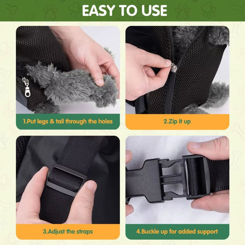 Adjustable Dog Front Carrier Legs Out or Backpack Carrier for Small Dogs, Cats, and Puppies