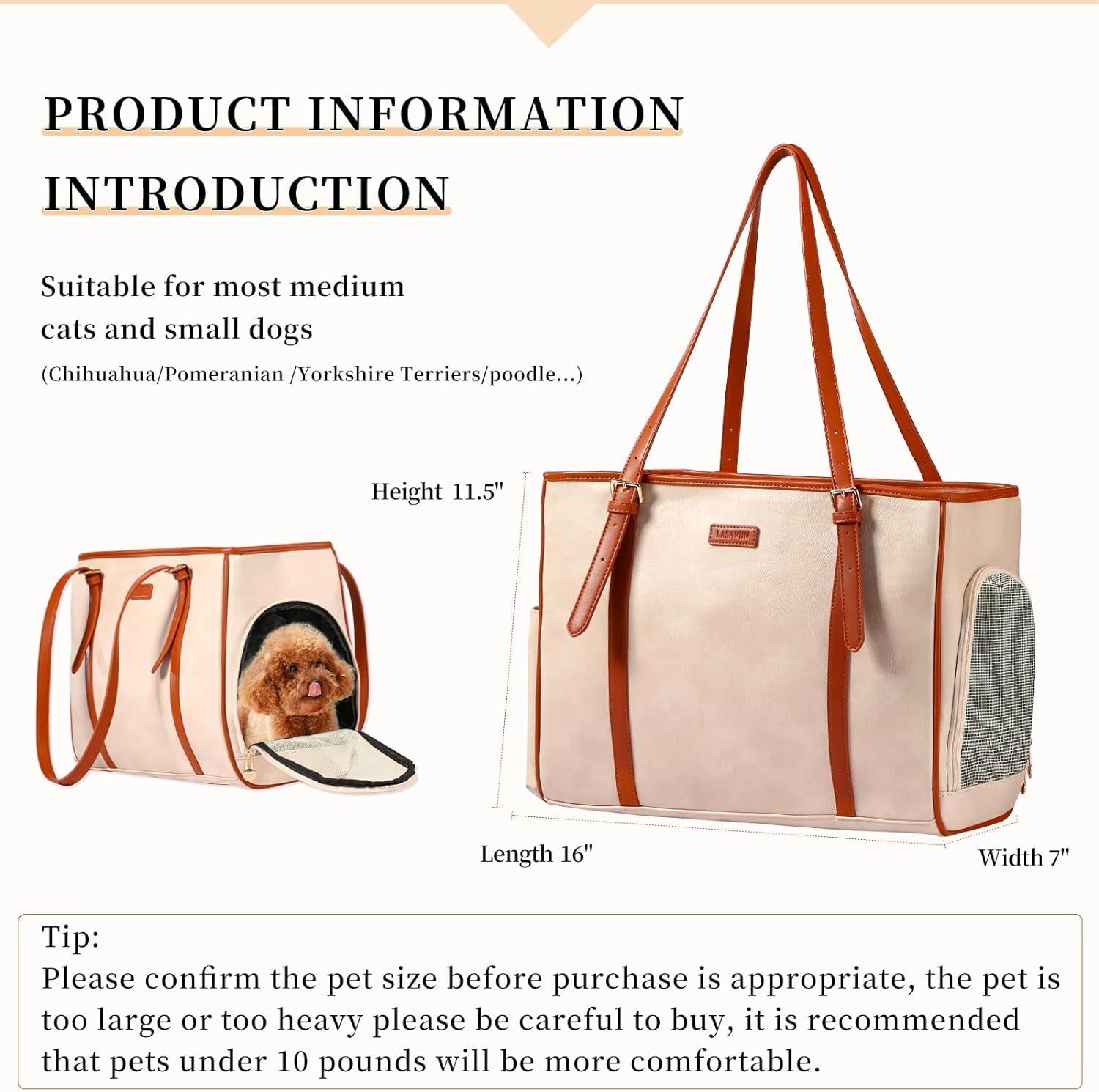 Fashion portable tote bag for small Dogs, Cats or puppies. 