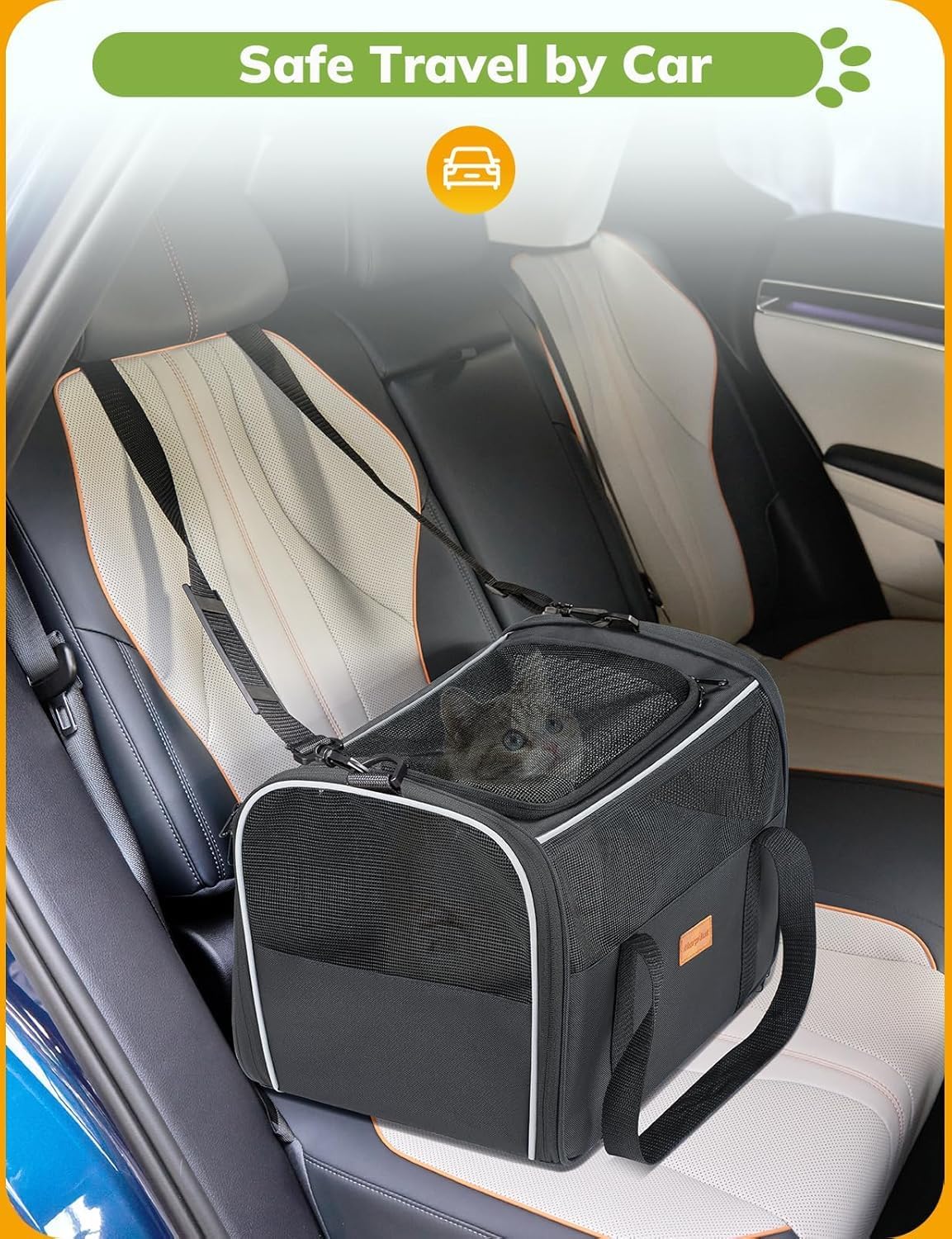Cat Carrier Soft - Portable Pet Carrier for Small or Medium Cats, Dogs and Puppy up to 14Lbs, Airline Approved Dog Carrier with Safety Buckle - (Dark Gray)