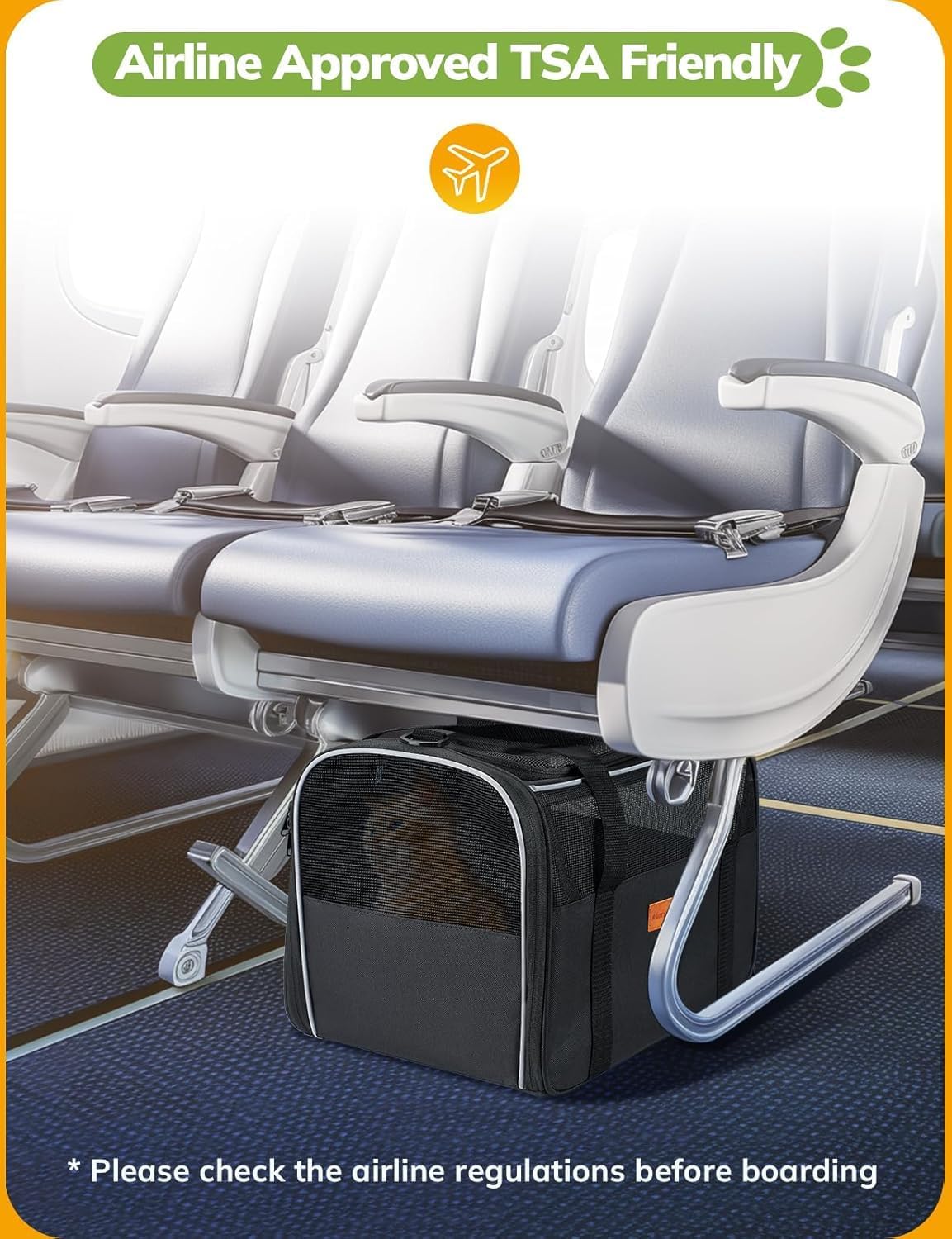 Cat Carrier Soft - Portable Pet Carrier for Small or Medium Cats, Dogs and Puppy up to 14Lbs, Airline Approved Dog Carrier with Safety Buckle - (Dark Gray)