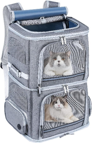Double Cat Carrier for 2 Medium Cats,Dogs Backpack ,Double Compartment