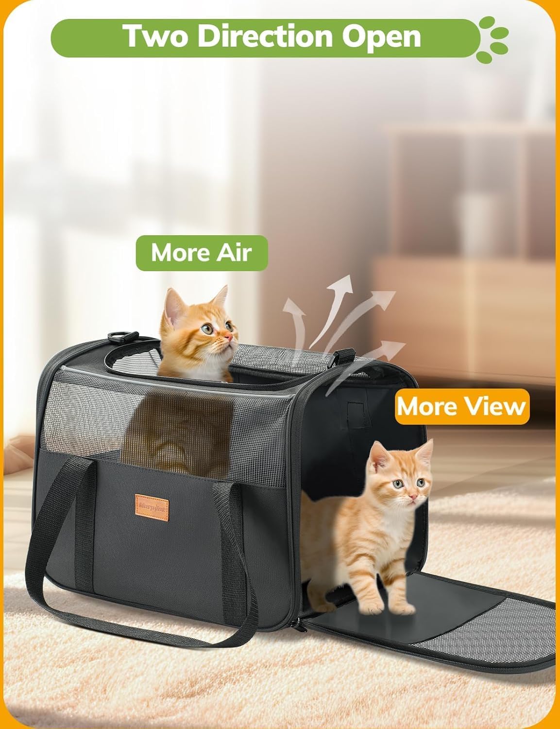 Cat Carrier Soft - Portable Pet Carrier for Small or Medium Cats, Dogs and Puppy up to 14Lbs, Airline Approved Dog Carrier with Safety Buckle - (Dark Gray)