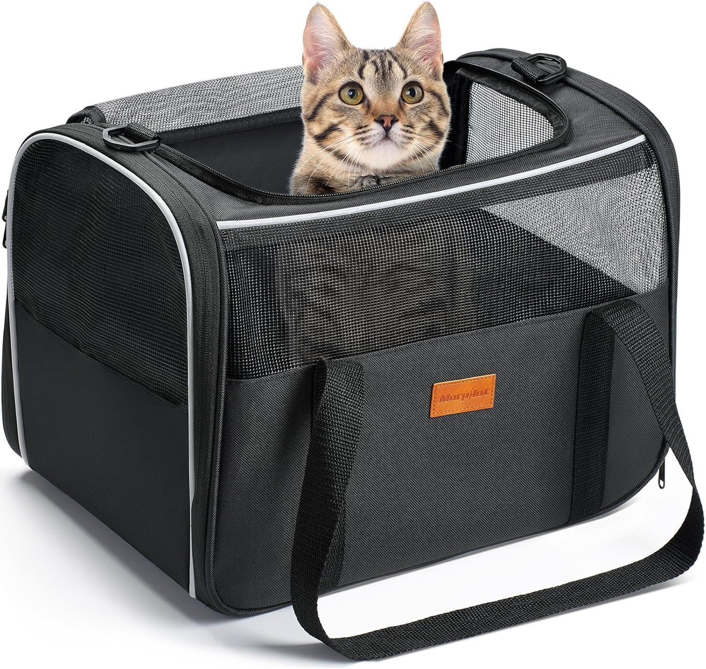 Cat Carrier Soft - Portable Pet Carrier for Small or Medium Cats, Dogs and Puppy up to 14Lbs, Airline Approved Dog Carrier with Safety Buckle - (Dark Gray)