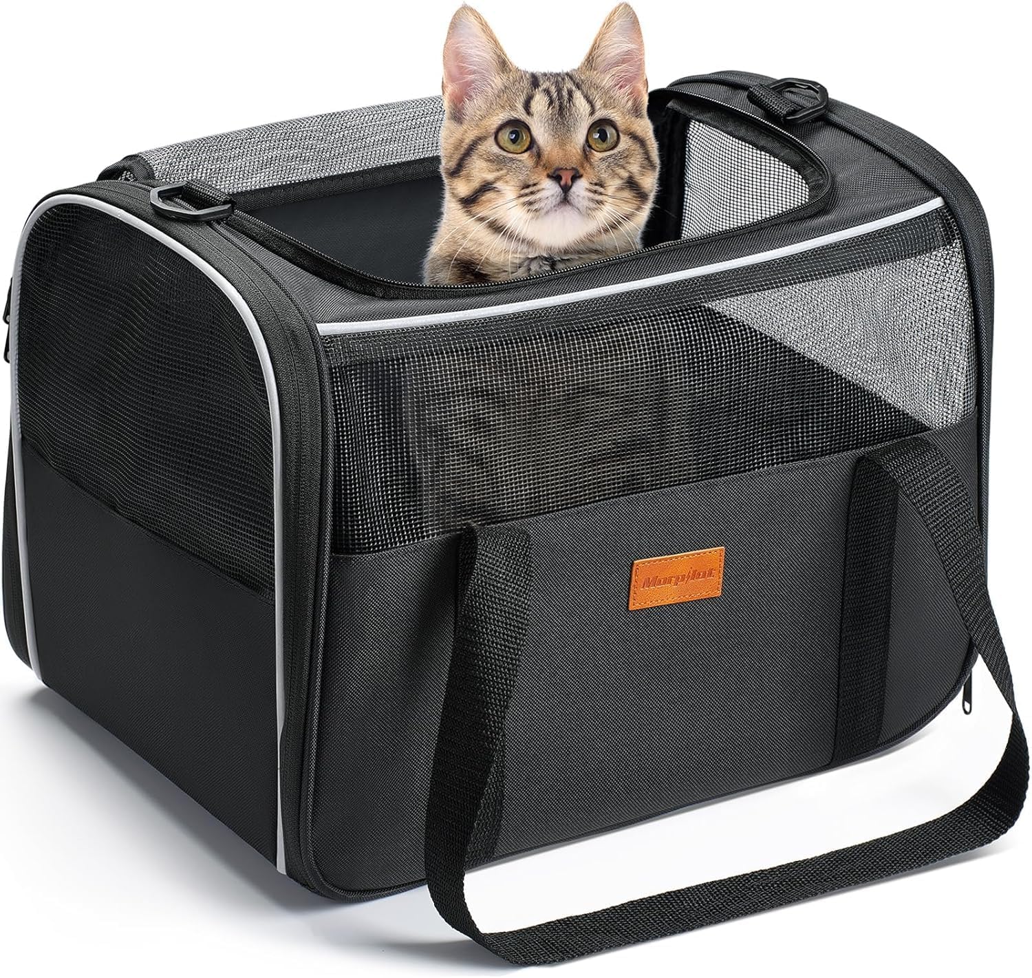 Cat Carrier Soft - Portable Pet Carrier for Small or Medium Cats, Dogs and Puppy up to 14Lbs, Airline Approved Dog Carrier with Safety Buckle - (Dark Gray)