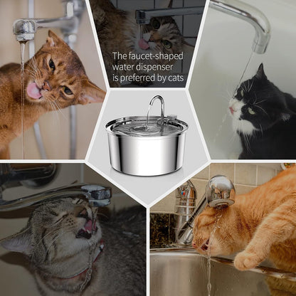 Cat Water Fountain Stainless Steel, 108Oz/3.2L Automatic Cat Fountain, Dog Water Dispenser, Super Silen, Multi-Filtration. Dishwasher Safe for Cats, Dogs, Multiple Pets