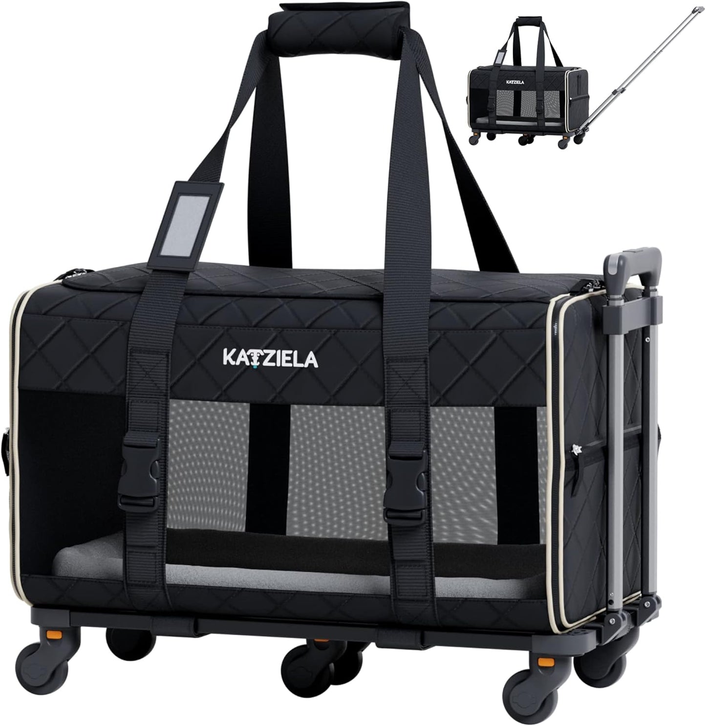 Pet Carrier Airline Approved - Dog Carrier with Wheels - TSA Airline Approved Dog Carrier - Rolling Pet Carrier with Wheels for Small to Medium Size Cat or Dog - Airplane Cabin Animal Friendly Luggage