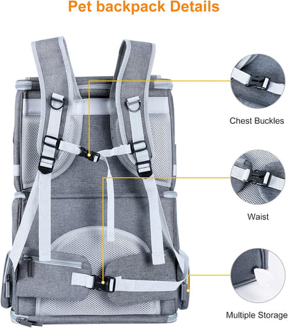 Double Cat Carrier for 2 Medium Cats,Dogs Backpack ,Double Compartment